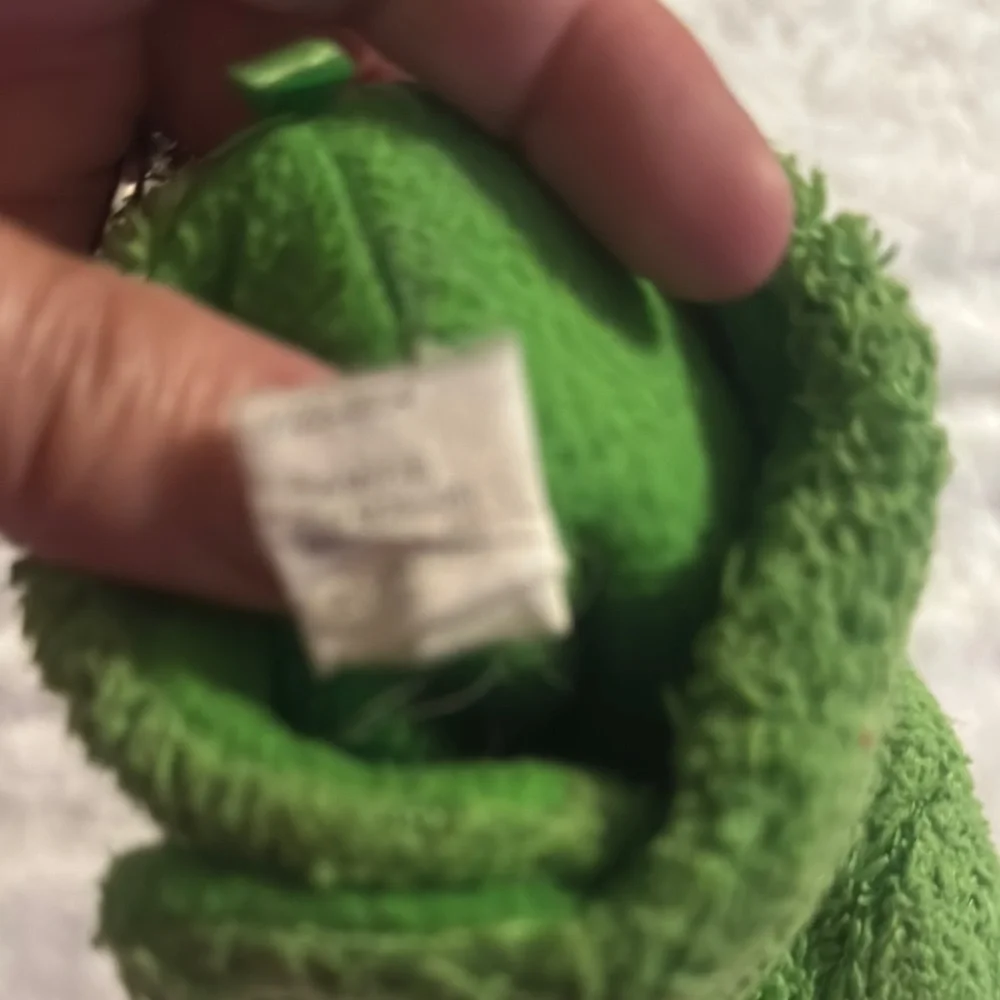 Green and White Plush Slippers M 7/8